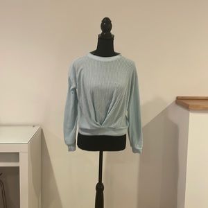 Teal fuzzy sweater long sleeve 10-12